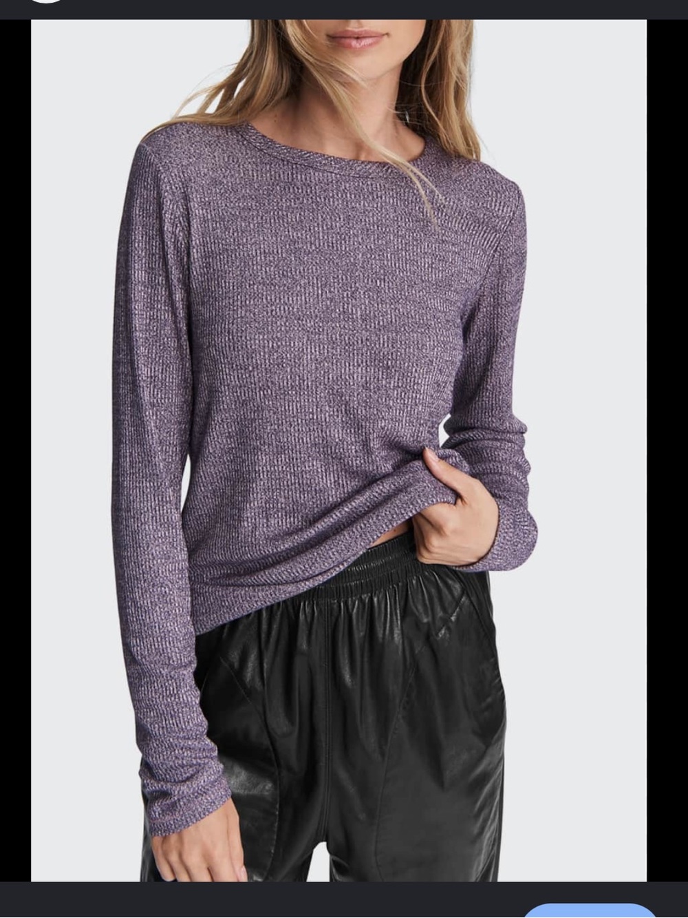 The Knit Rib Slim Long Sleeve Top purple casual textured retro size medium